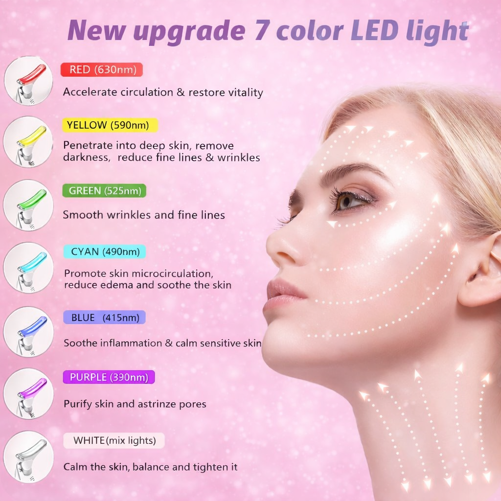 Thermal Neck & Face Tightening Massager- EMS Microcurrent + LED Treatment