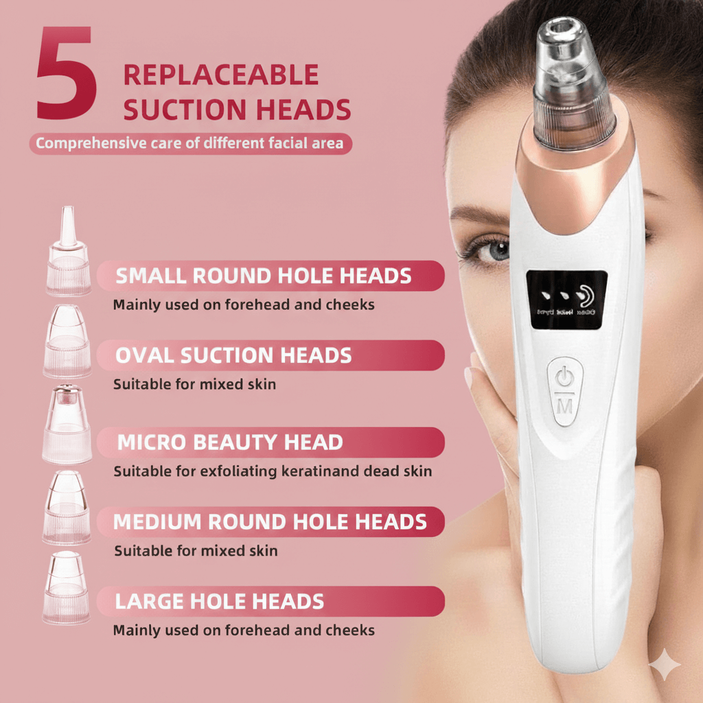 Vacuum Blackhead Remover – Suction Device, Pore Cleaner & Facial Skin Extractor Tool