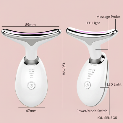 Thermal Neck & Face Tightening Massager- EMS Microcurrent + LED Treatment