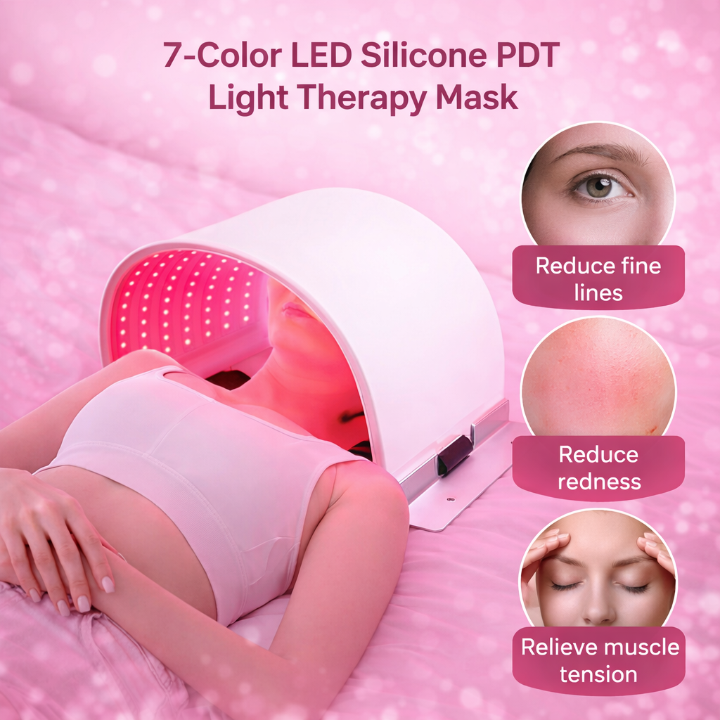 7-Color LED PDT Light Therapy Mask – Silicone Facial Skin Rejuvenation
