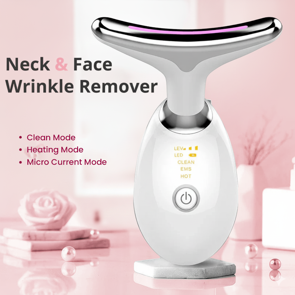 Thermal Neck & Face Tightening Massager- EMS Microcurrent + LED Treatment