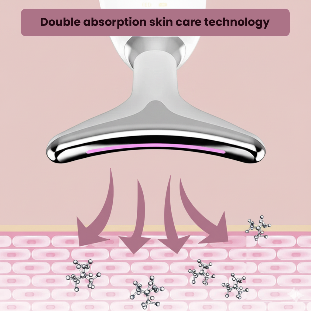 Thermal Neck & Face Tightening Massager- EMS Microcurrent + LED Treatment