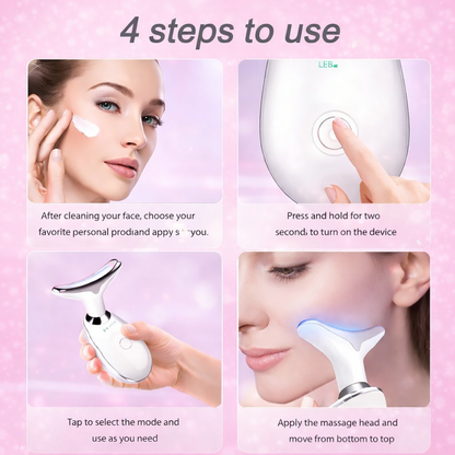 Thermal Neck & Face Tightening Massager- EMS Microcurrent + LED Treatment