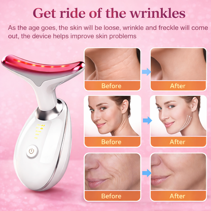 Thermal Neck & Face Tightening Massager- EMS Microcurrent + LED Treatment