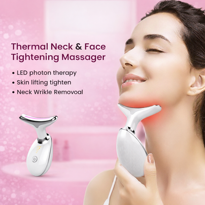 Thermal Neck & Face Tightening Massager- EMS Microcurrent + LED Treatment